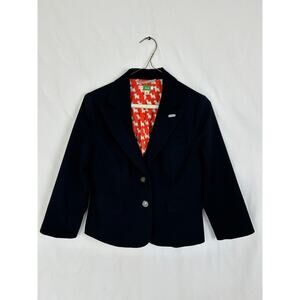 Copied - Ett Twa Anthropologie Blazer Womens Size 0 Black Wool Elbow Patch Short